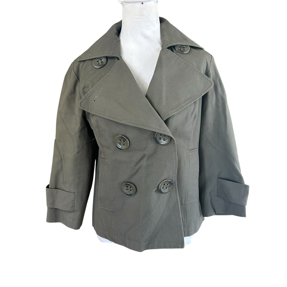 Urban Behavior Olive Green Short Double Breasted Jacket 3/4 Sleeves SZ L